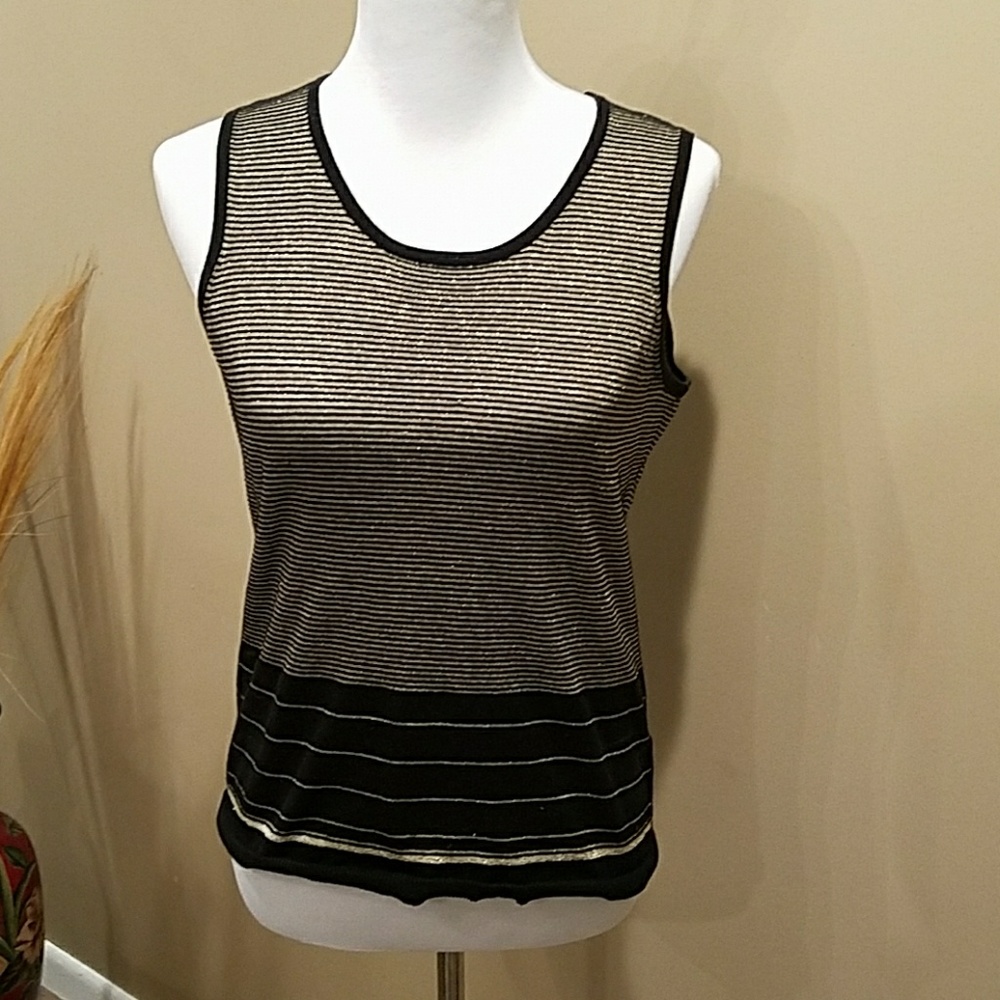 Calvin Klein Sleeveless Black and Gold Top